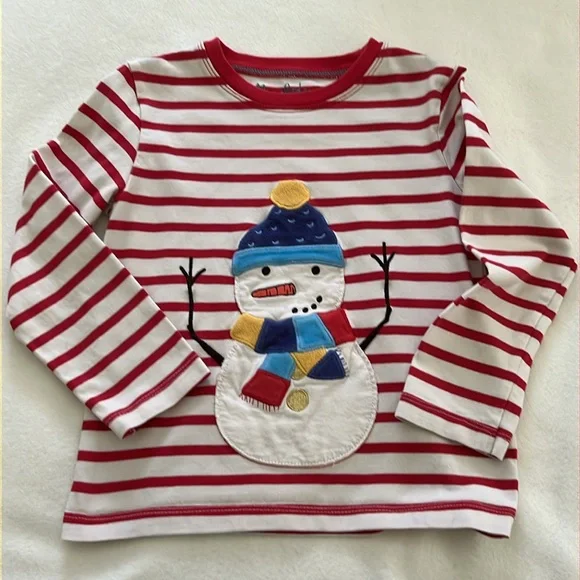 Mini Boden Snowman shirt 4-5 yr - Picture 1 of 4